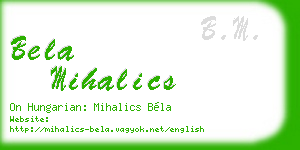 bela mihalics business card